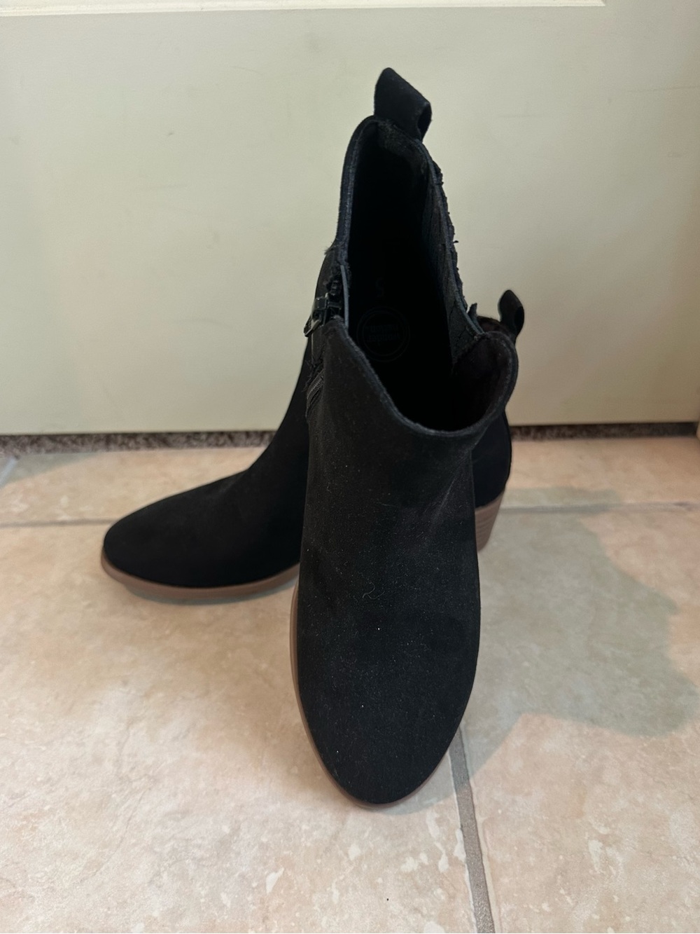 Girl’s Wonder Nation Faux Suede Ankle Boots; Black; Size 5